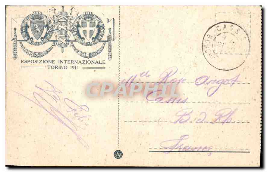 CPA Torino Esposizione Padiglione del Belgio  — Rückseite