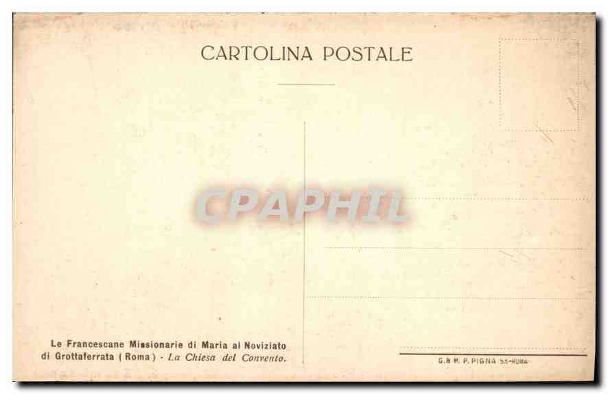 CPA La Francescane Missionarie di Maria al Noviziato di Grottaferrata Roma  — Rückseite