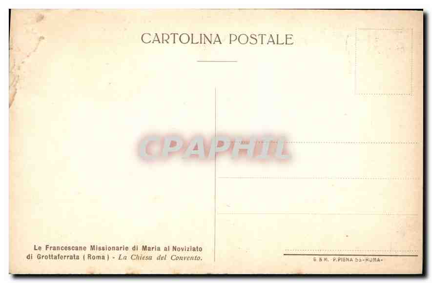 CPA La Francescane Missionarie di Maria al Noviziato di Grottaferrata Roma  — Rückseite