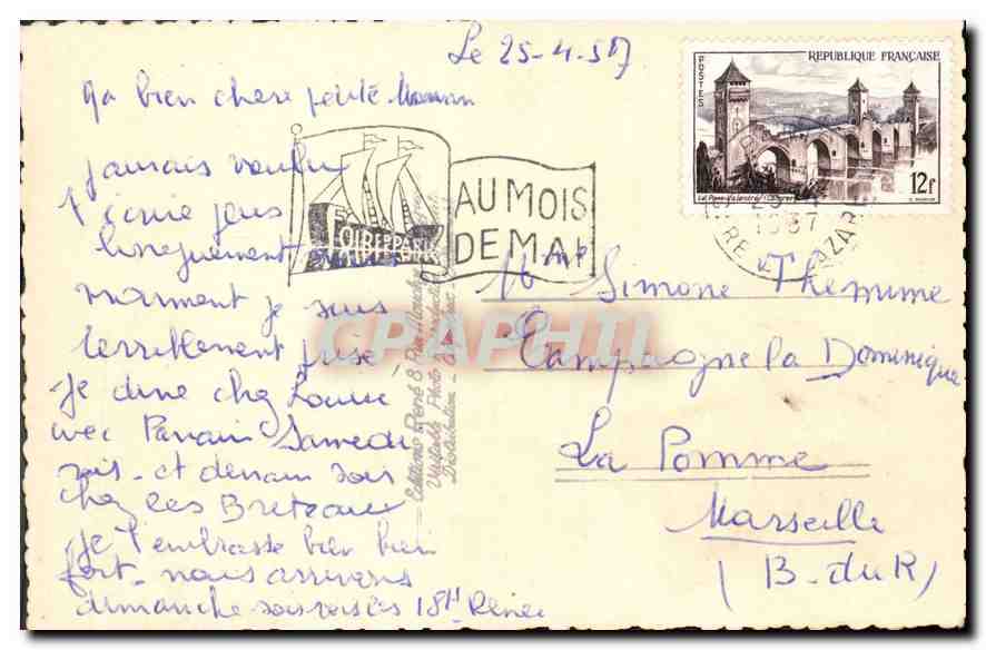 CPA Paris Le Sacre Coeur  — Rückseite
