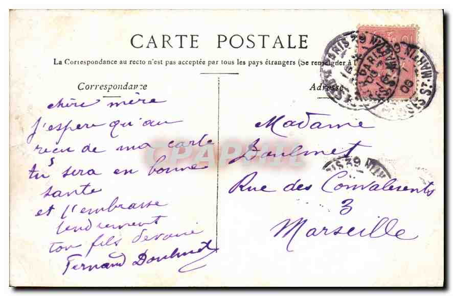 CPA Paris Le Senat et le Jardin du Luxembourg  — Rückseite
