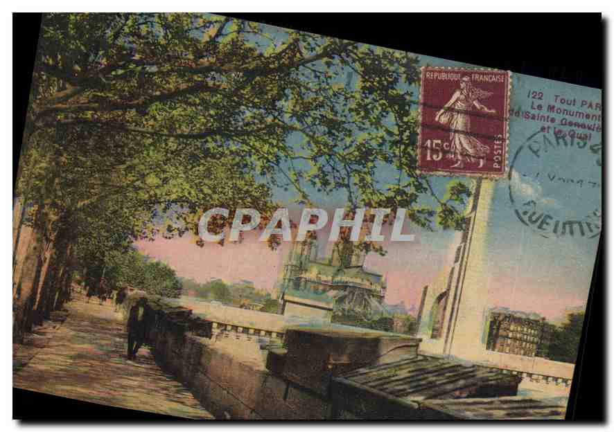 CPA Tout Paris Le Monument Sainte Genevieve et le quai