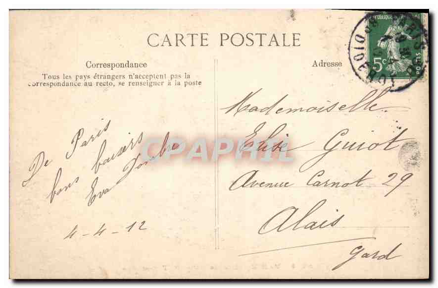 CPA Paris Les Jardins du Trocadero  — Rückseite