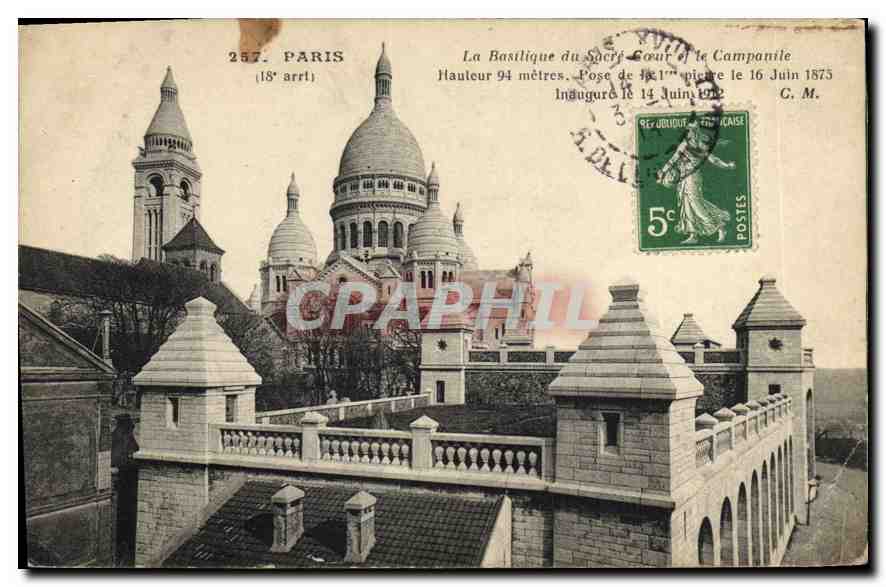 CPA Paris La Basilique du Sacre Coeur et le Campanile 