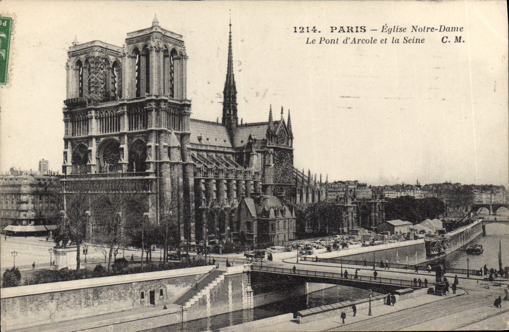 Paris — Église Notre-Dame et Le Pont d'Arcole — C.M. n°1214