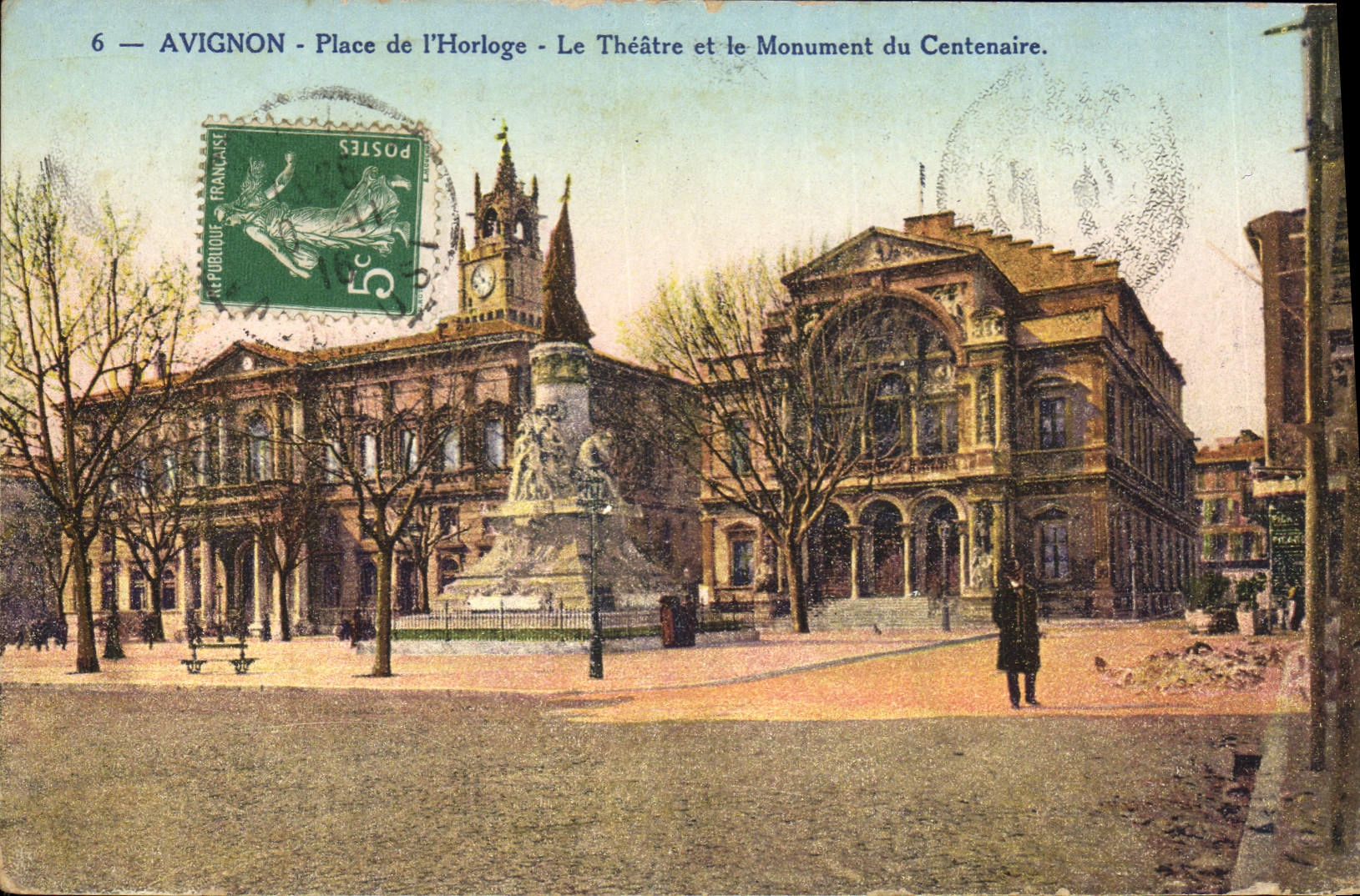CPA Avignon Place de l'Horloge Le Theatre et le Monument du Centennaire 