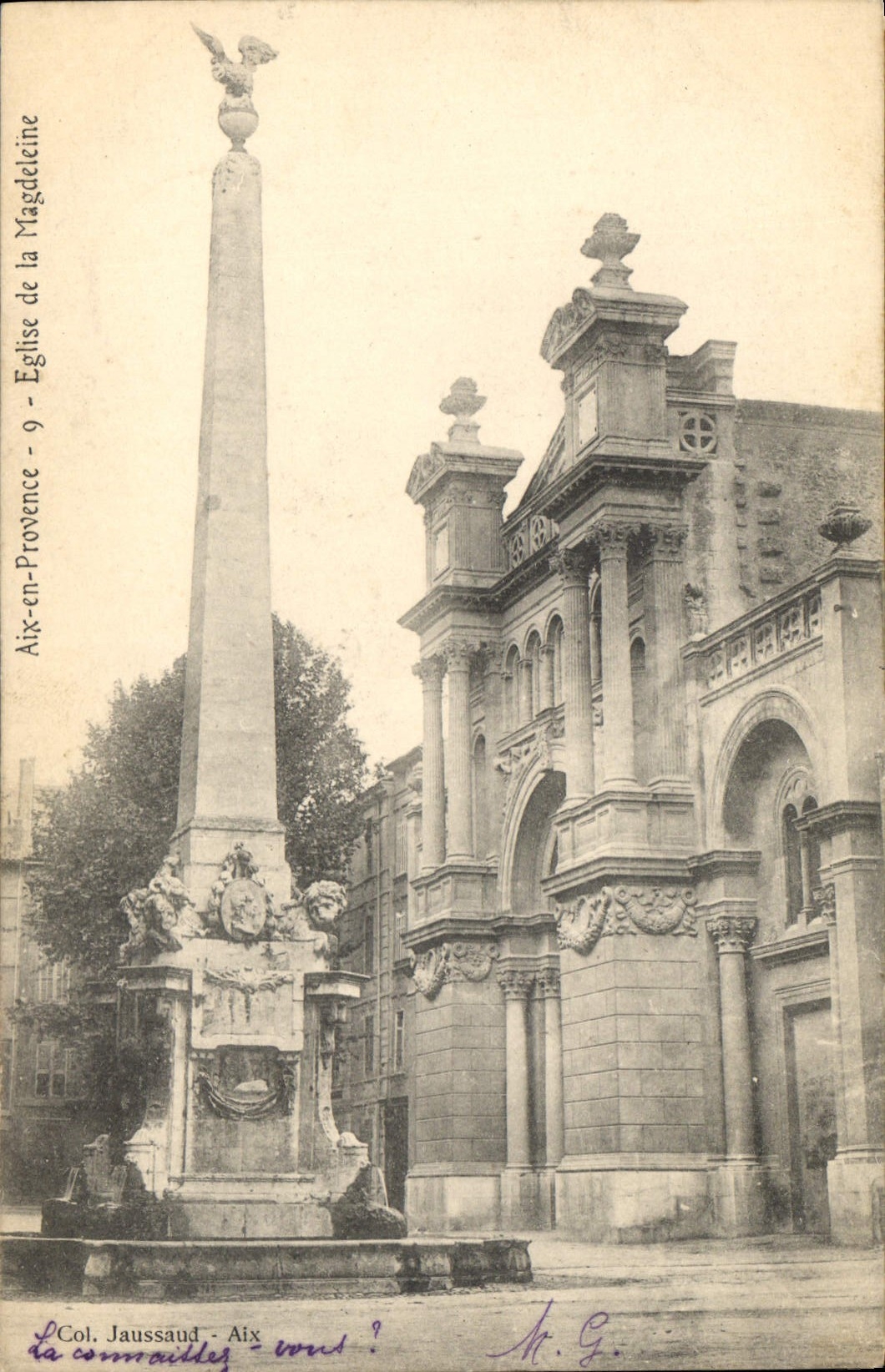 Aix-en-Provence — Église de la Magdaleine et obélisque — Col. Jaussaud, n°9