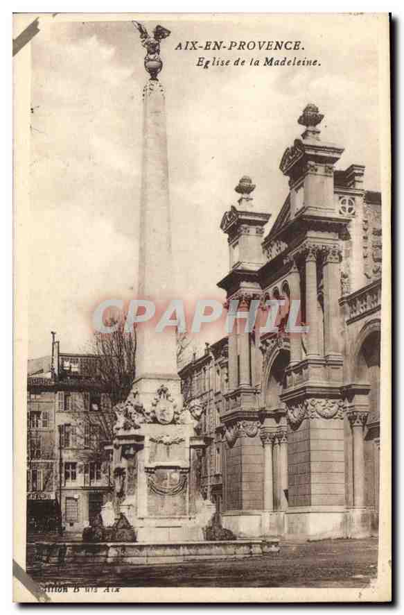 Aix-en-Provence — Church of the Madeleine and monumental column — Edition B. NIS Aix