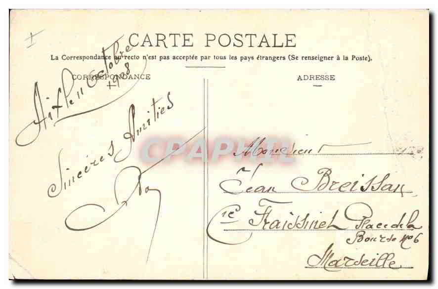 Aix-en-Provence — Fontaine Chastel et Église de la Magdeleine — Coll. Jaussaud, Aix — Verso