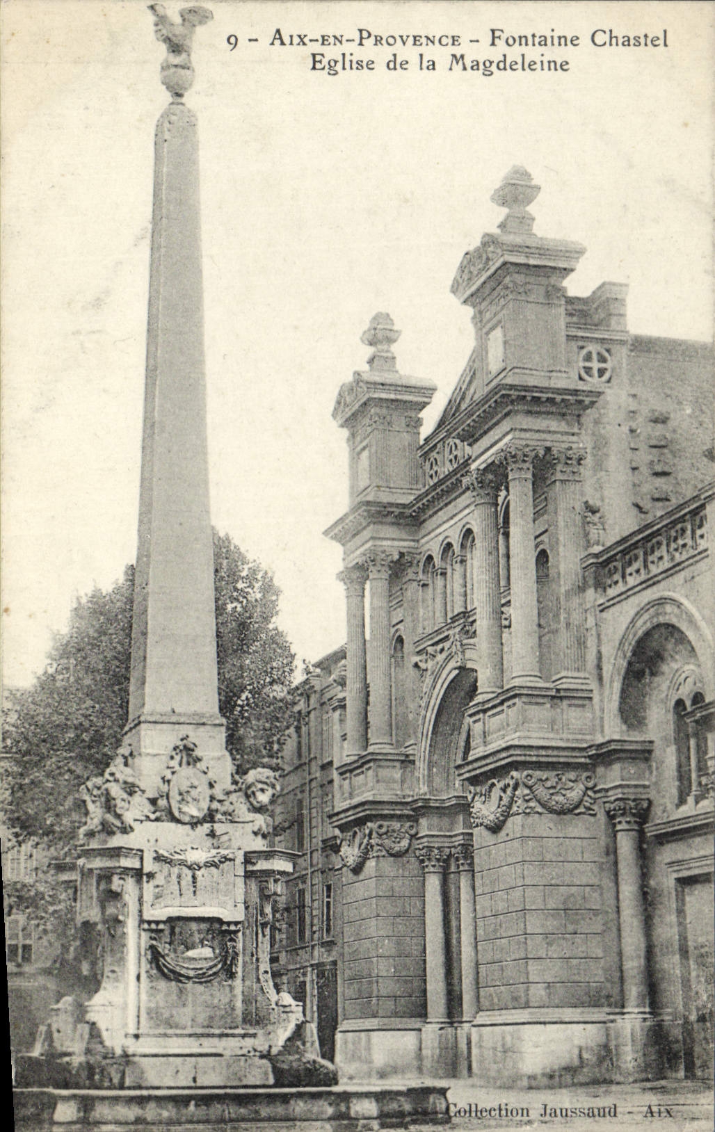 Aix-en-Provence - Fontaine Chastel und Kirche der Magdalene — Sammlung Jaussaud - Aix