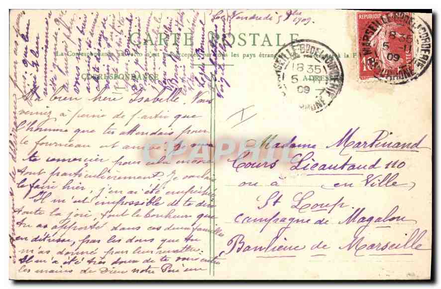 Aix-en-Provence — Fontaine Chastel et Église de la Magdeleine — Collection Jaussaud — Verso