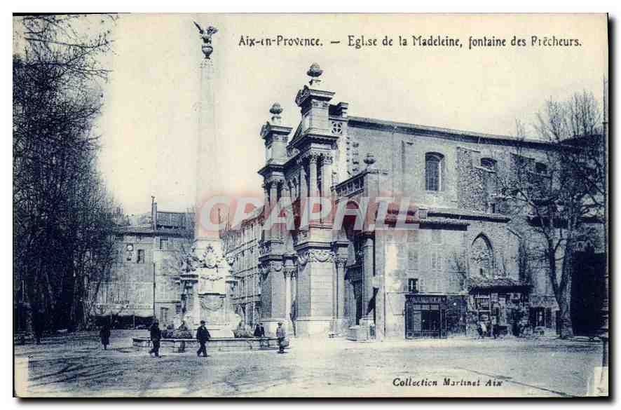 Aix-en-Provence — Église de la Madeleine, fontaine des Pêcheurs — Collection Martinet Aix