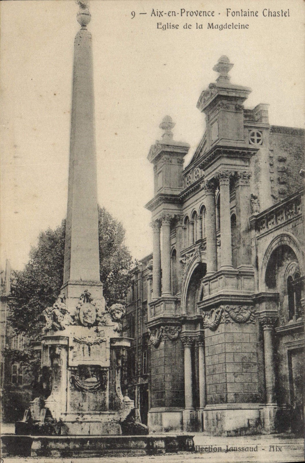 Aix-en-Provence — Fontaine Chastel et Église de la Magdeleine — Édition Jaussaud