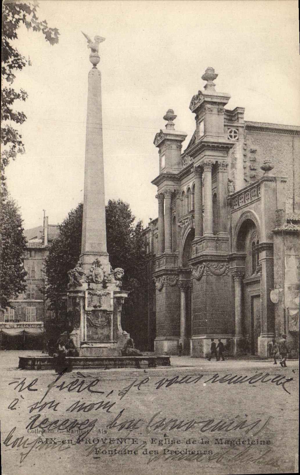 Aix-en-Provence — Église de la Magdeleine et Fontaine des Précheneux — Collection L. Martine