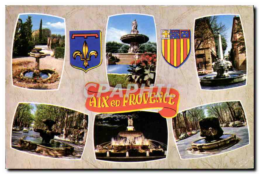 Aix-en-Provence — fountains and coats of arms — Société Éditions de France, Marseille