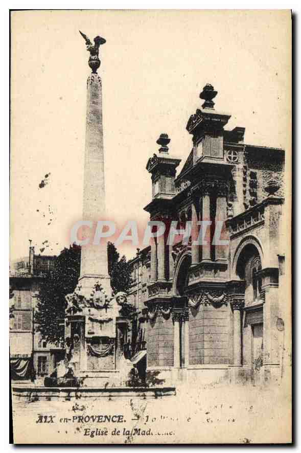 Aix-en-Provence — Church of the Madeleine and Column of the Place of the Madeleine — unidentified publisher