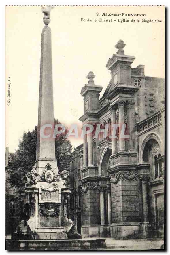 Aix-en-Provence — Fontaine Chastel und Kirche der Magdalene — Cobl-Jaussaud, n°9
