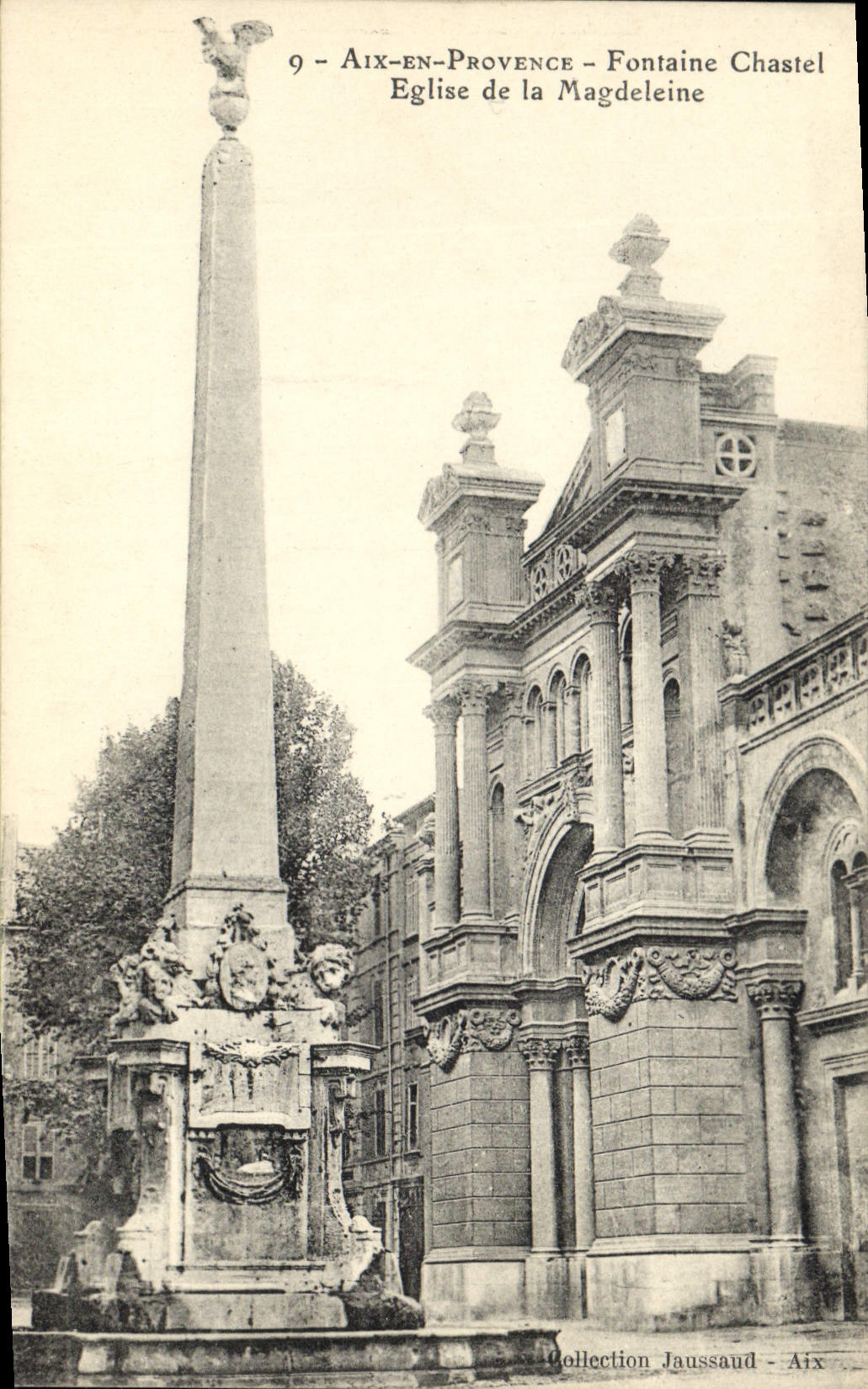 Aix-en-Provence - Fontaine Chastel et Église de la Magdeleine — Collection Jaussaud