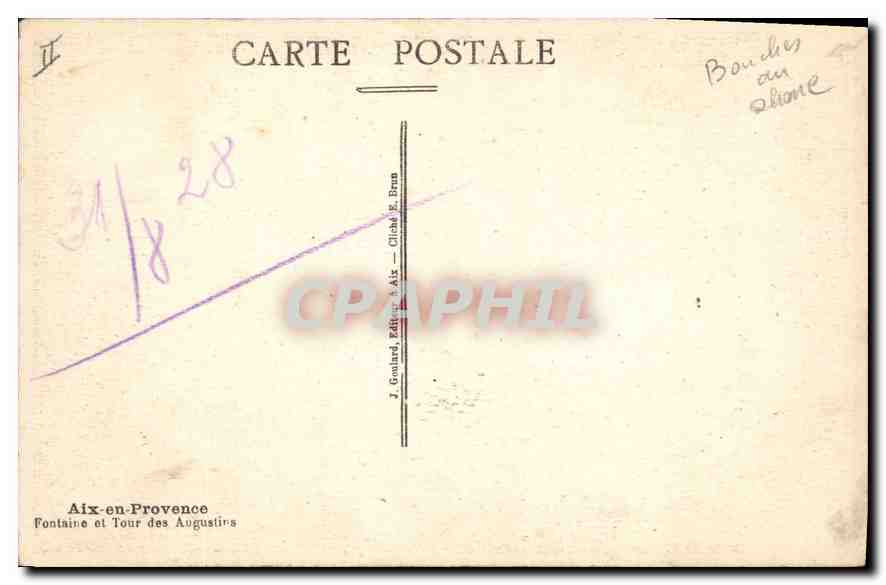 Aix-en-Provence — Fontäne und Turm der Augustiner — J. Goulard, Aix-en-Provence — Rückseite