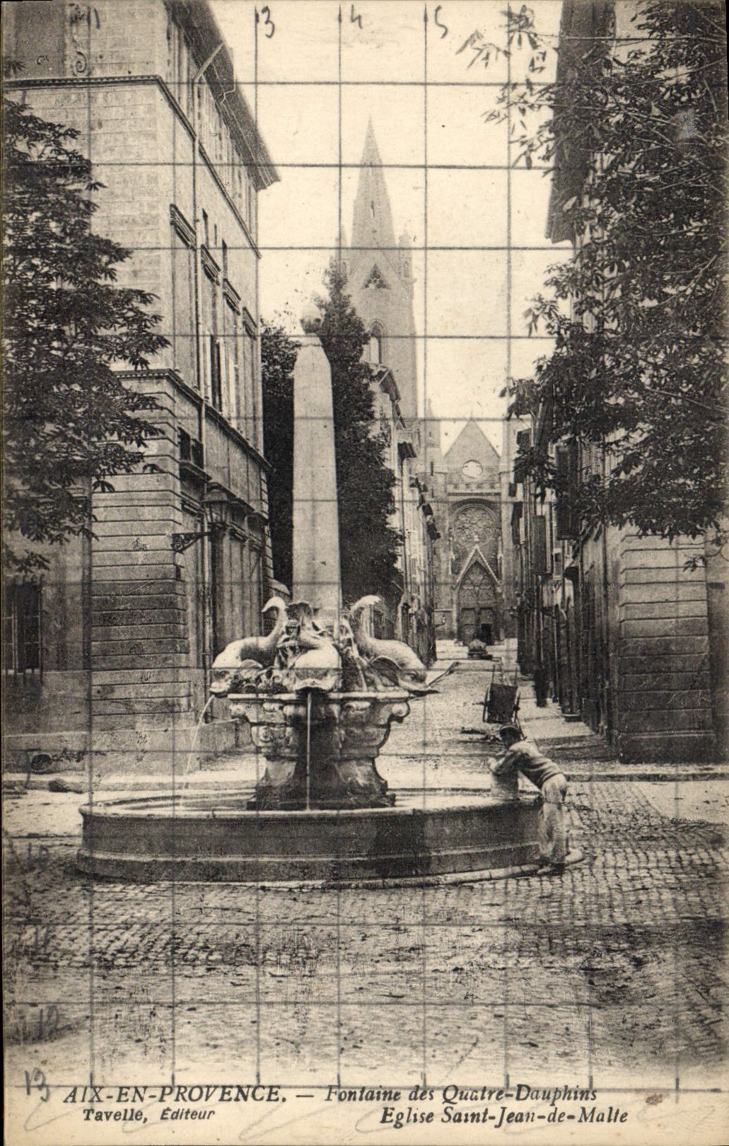 Aix-en-Provence — Fontaine des Quatre-Dauphins et Église Saint-Jean-de-Malte — Tavelle, Éditeur