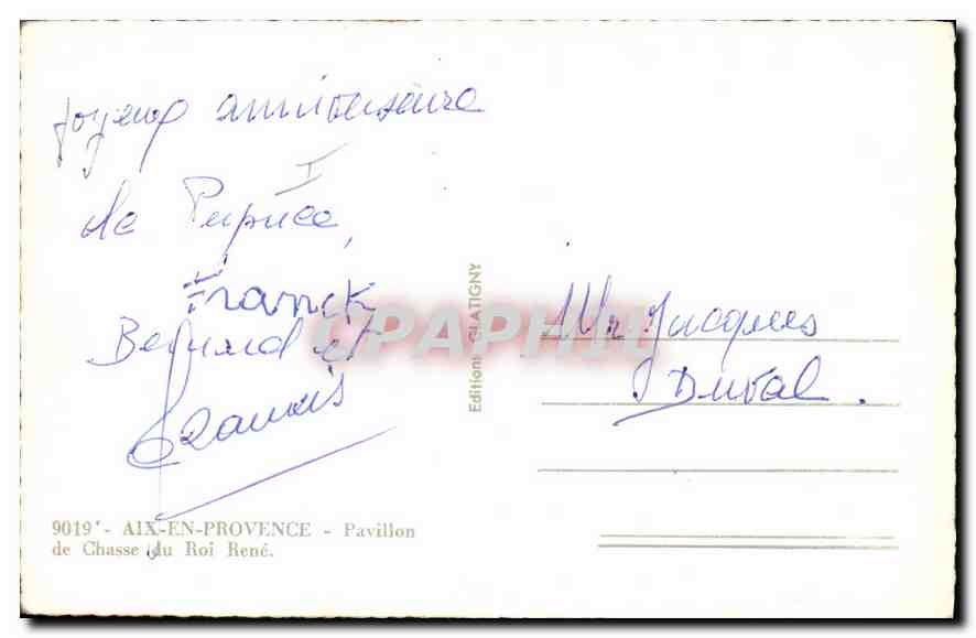 Pavillon de Chasse du Roi René — Aix-en-Provence — Édition Clatigny — Verso