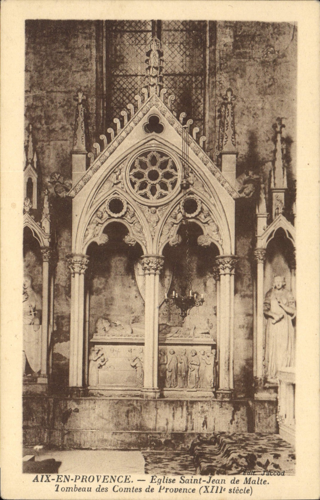 Aix-en-Provence — Tombeau des Comtes de Provence — Église Saint-Jean de Malte (XIIIe siècle) — Edit. Jaccod