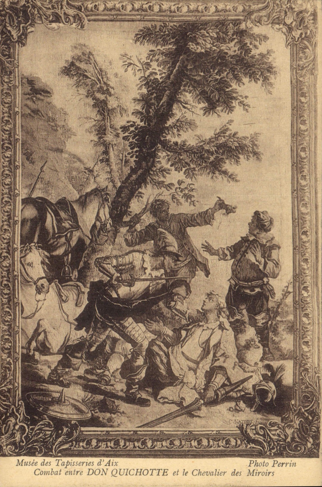 Combat entre DON QUICHOTTE et le Chevalier des Miroirs — Musée des Tapisseries d'Aix — Photo Perrin