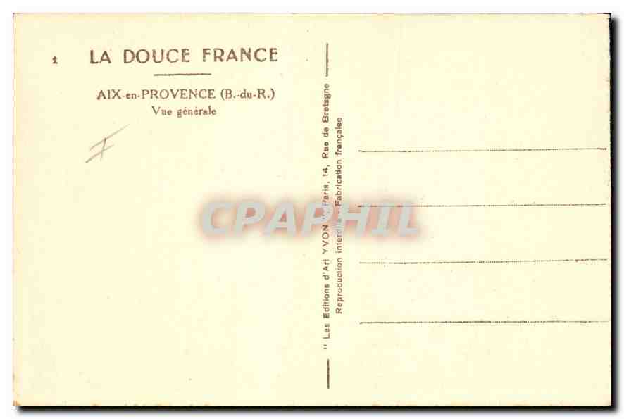 Aix-en-Provence — Vue générale — Les Éditions d'Art YVON, Paris — Rückseite