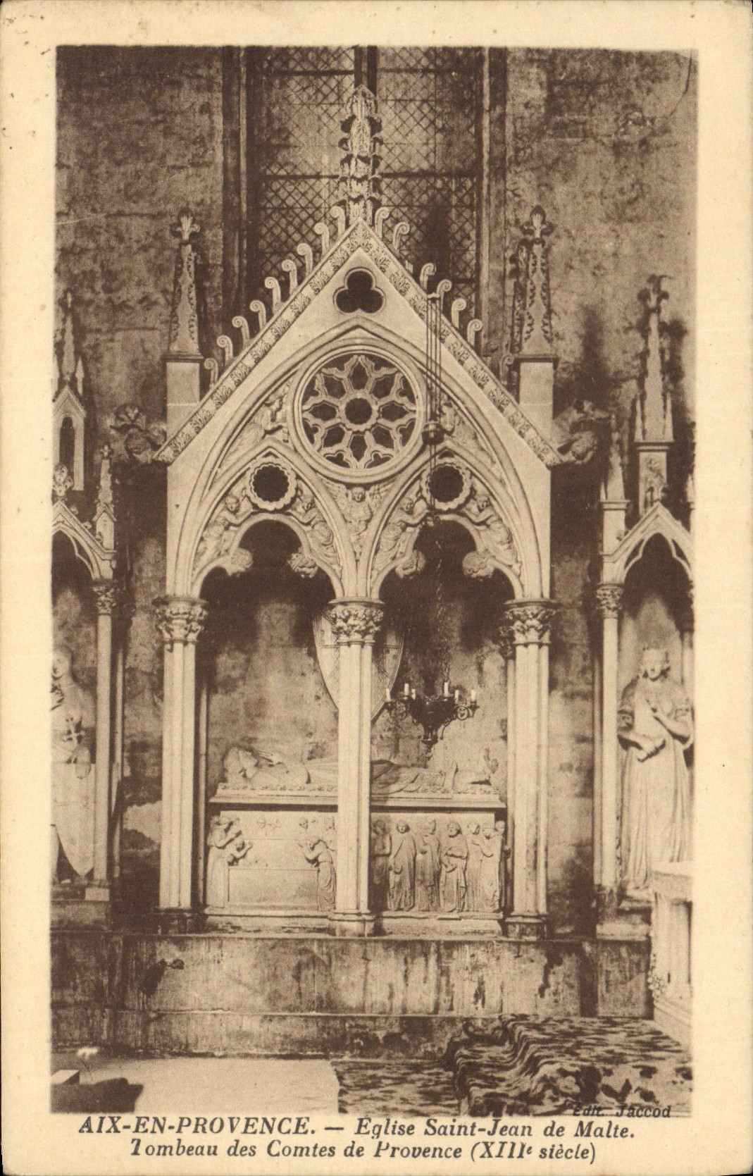 Aix-en-Provence — Tombeau des Comtes de Provence — Église Saint-Jean de Malte (XIIIe siècle) — Edit. Jaccod