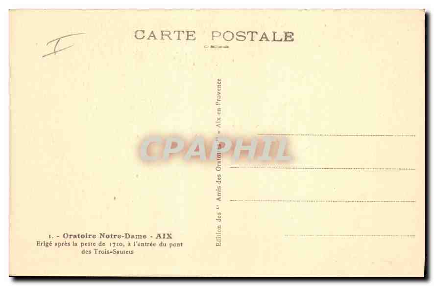 Oratoire Notre-Dame — Aix-en-Provence — Édité par les 'Amis des Oratoires' — n°1 — Rückseite
