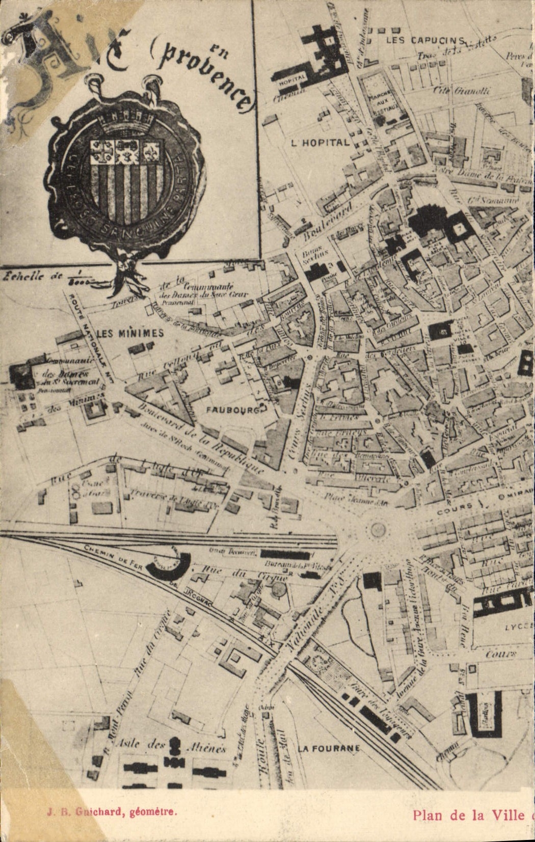 Plan de la Ville de Marseille — Provence — éditeur J. B. Guichard, géomètre