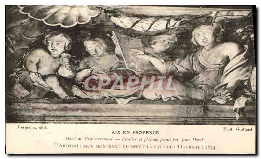 Hôtel de Châteaurenard — Escalier et plafond peints par Jean Daret — œuvre datée 1654