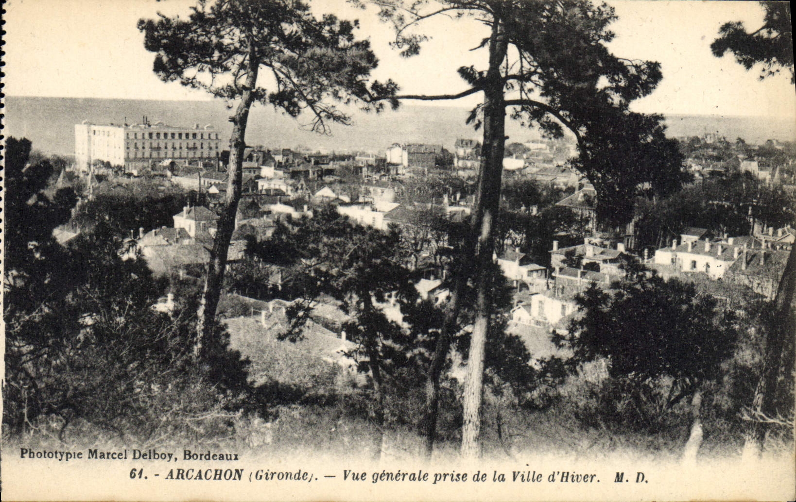 Arcachon (Gironde) — Vue générale prise de la Ville d'Hiver — Phototypie Marcel Delboy, Bordeaux, n°64
