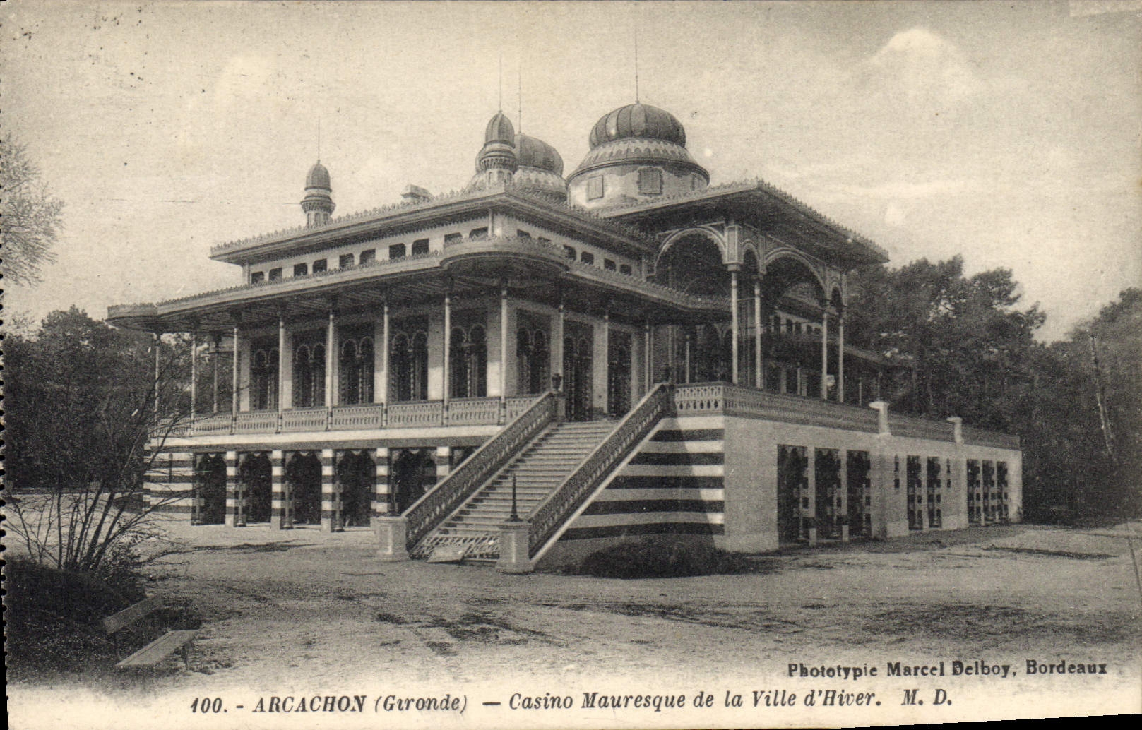 Arcachon (Gironde) — Casino mauresque de la Ville d'Hiver. Phototypie Marcel Delboy, Bordeaux.