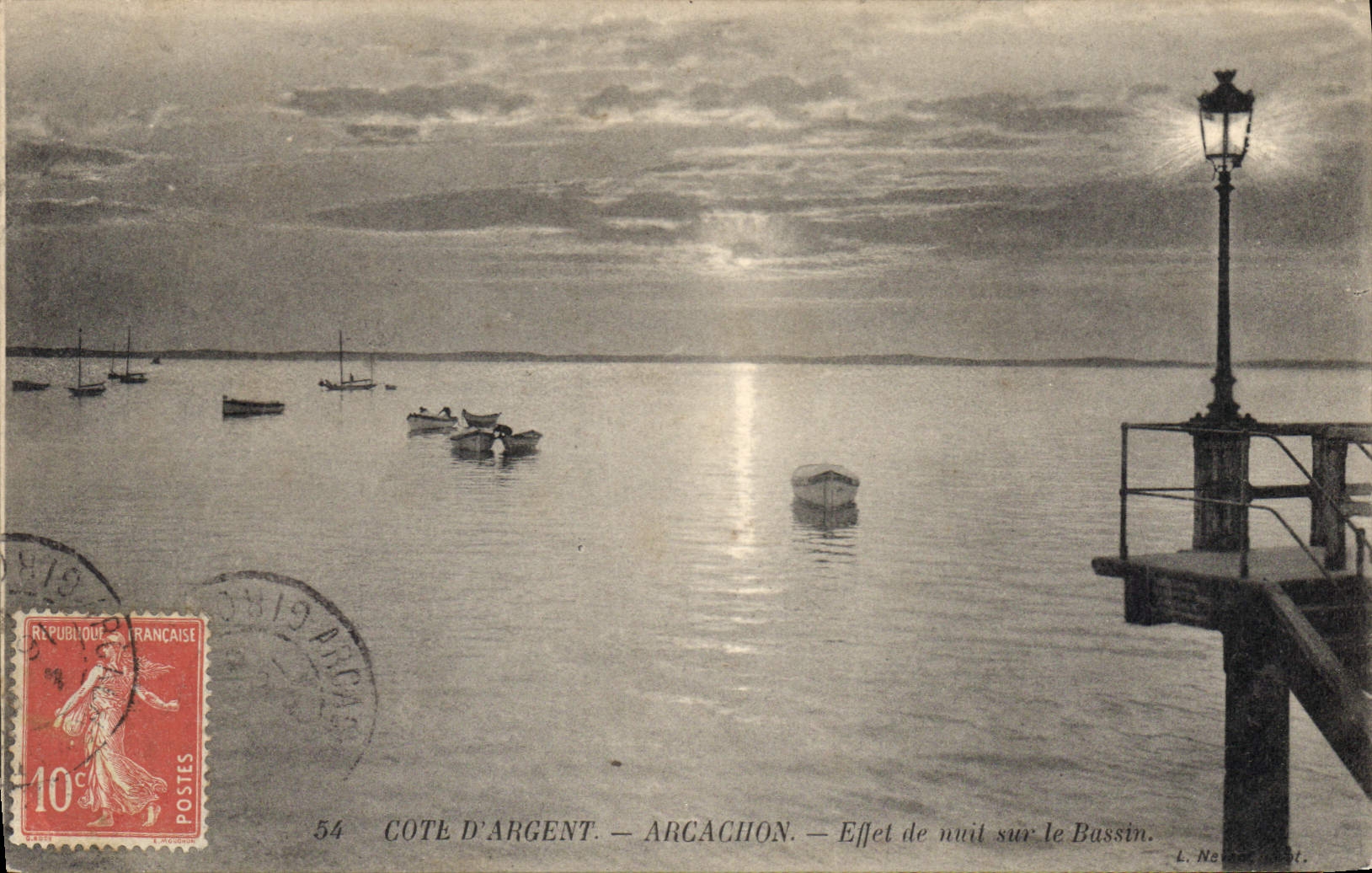 Côte d'Argent — Arcachon — Effet de nuit sur le Bassin — L. Nanteuil