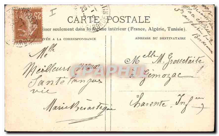 Bordeaux — Allées de Tourny & Cours du XXX Juillet — Hôtel Robinet und Denkmal der Toten — Rückseite
