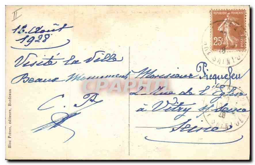 CPA Bordeaux la rade vue sur la Bastide  — Verso