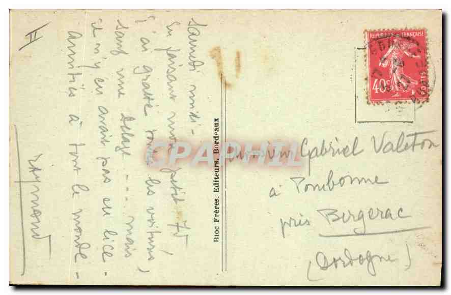 CPA Bordeaux la Caisse d'Epargne et le Groupe de Gloria Victis  — Verso