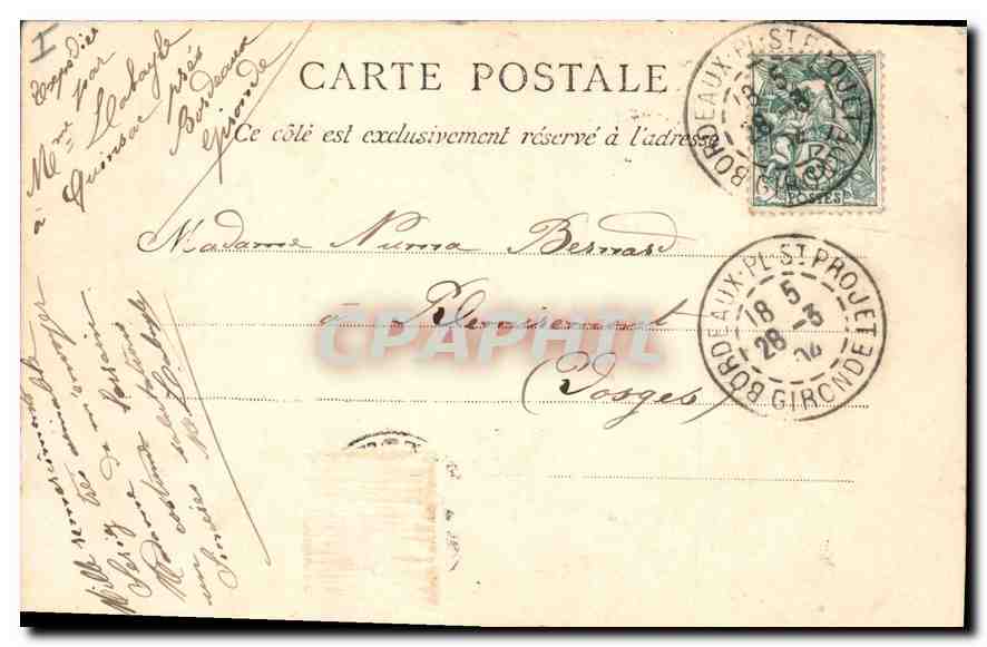 CPA Bordeaux Eglise Sainte Croix  — Verso