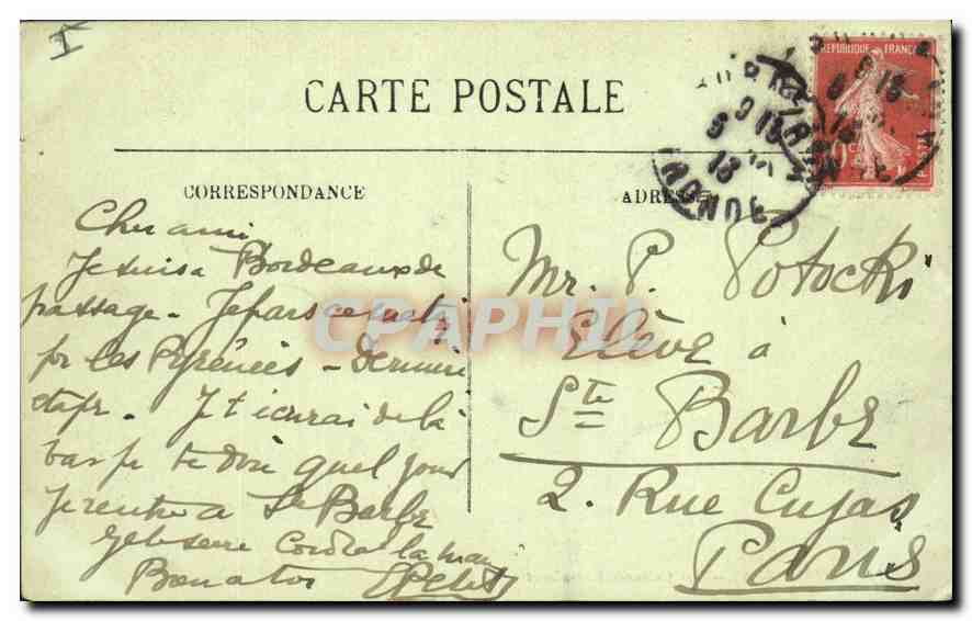 CPA Bordeaux les Colonnes Rostrales et les Quinconces  — Verso