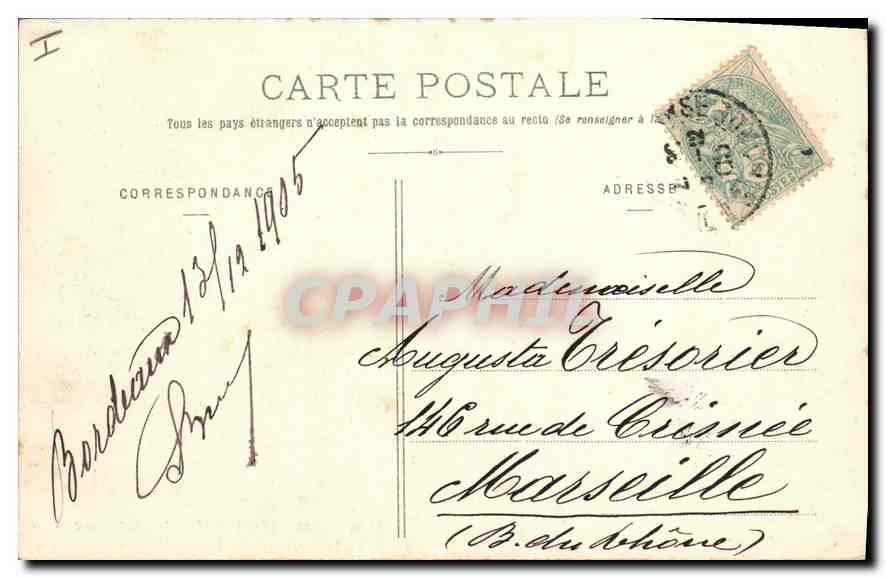 CPA Bordeaux la place de la Comedie et le grand Theatre  — Verso