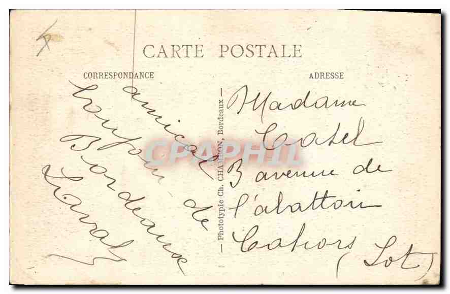 CPA Bordeaux Jardin Public le Pont Rustique  — Verso