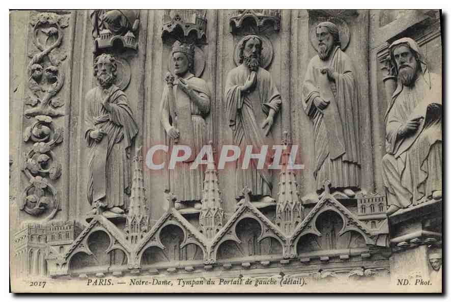 CPA Paris Notre Dame Tympan du Portail de Gauche detail 