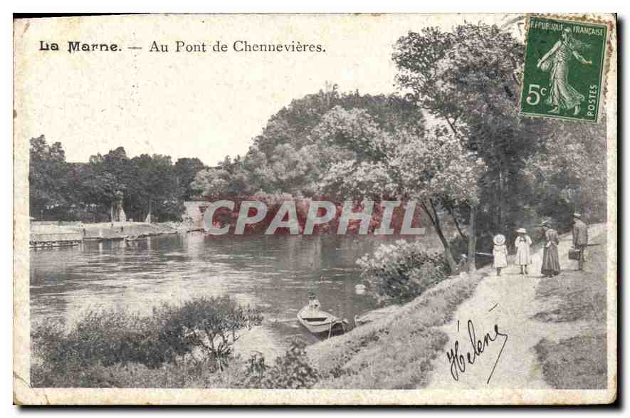 La Marne — At the Chennevières Bridge — H. Delené