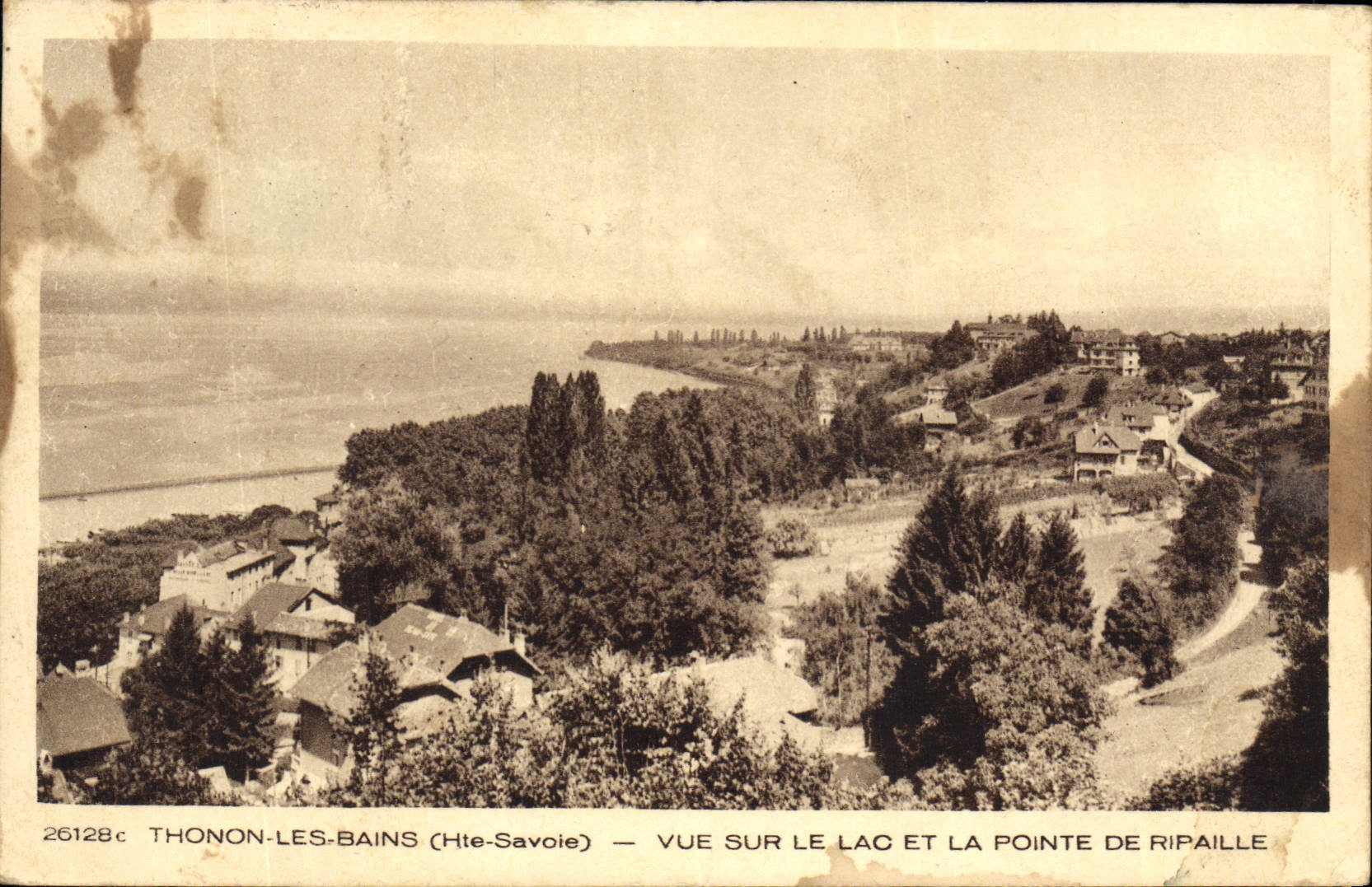 Thonon-les-Bains (Hte-Savoie) — Vue sur le lac et la Pointe de Ripaille — éditeur Brauln & Cie, n° 26128c