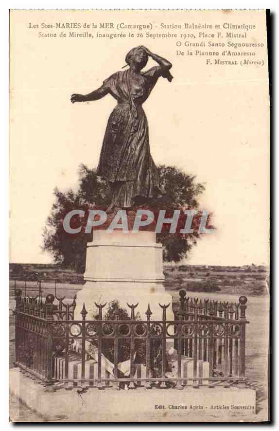 Statue de Mireille à Les Saintes-Maries-de-la-Mer — Camargue — Éditeur Charles Aprin