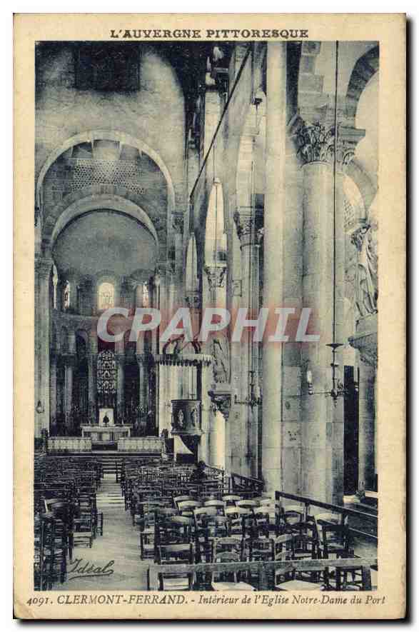 Clermont-Ferrand — Intérieur de l'Église Notre-Dame du Port — Idéal, n° 4091