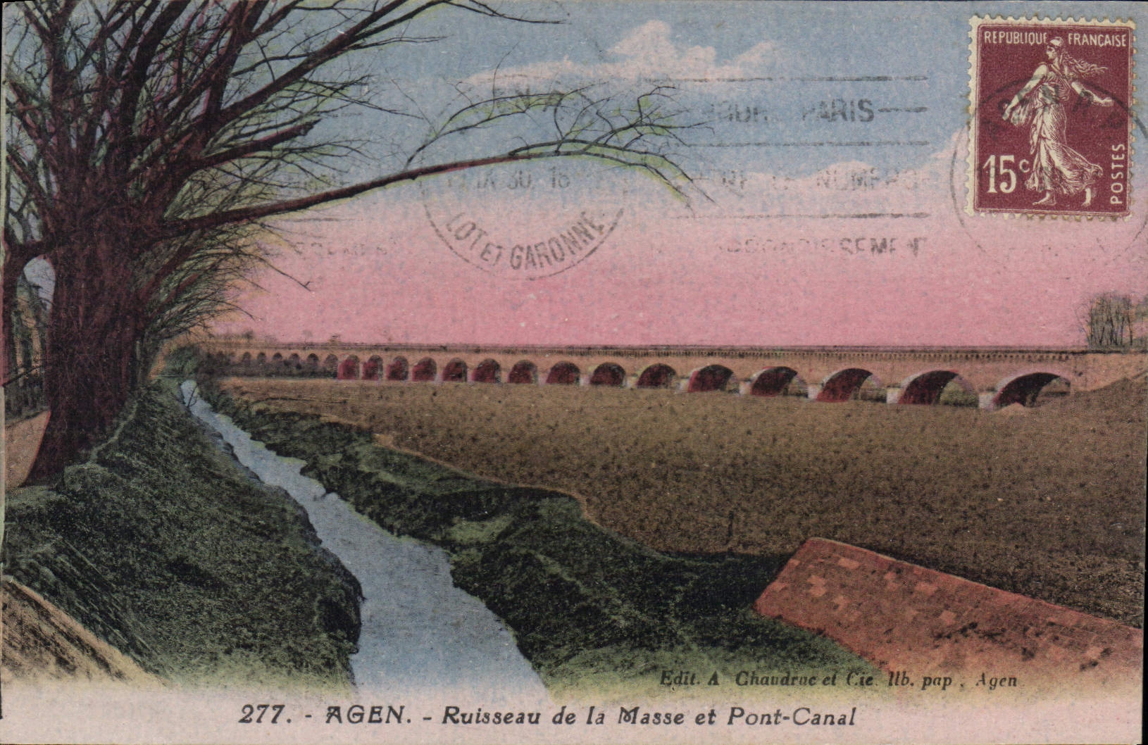AGEN - Ruisseau de la Masse et Pont-Canal — Edit. A. Chaudrue et Cie. Ill. pap. Agen
