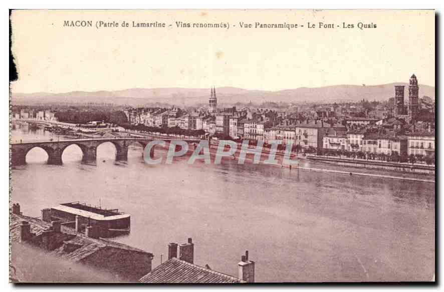 Mâcon (Patrie de Lamartine - Vins renommés) - Vue Panoramique - Le Pont - Les Quais