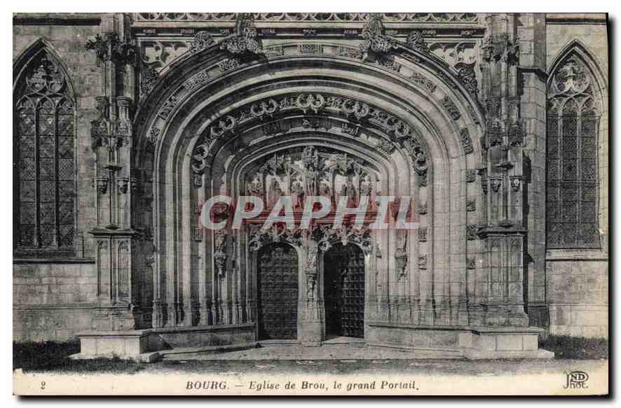 CPA Bourg Eglise de Brou le grand Portail 